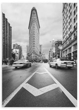 lámina decorativa fotográfica en blanco y negro de la quinta avenida de Nueva York con taxis - kuadro