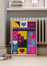 decoración con cuadros, ideas - lámina decorativa colorida y geométrica - kuadro