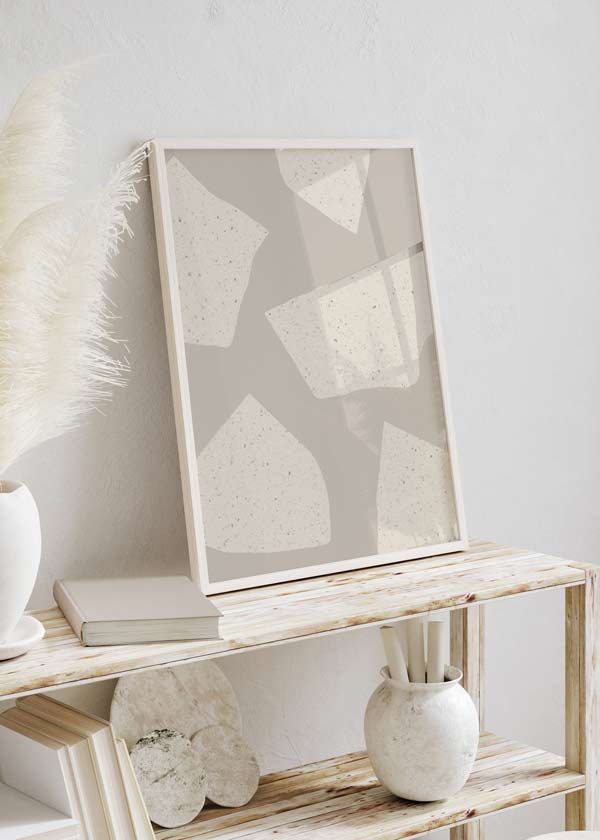 decoración con cuadros, ideas - lámina decorativa abstracta y minimalista en tonos beige y estilo nórdico - kuadro