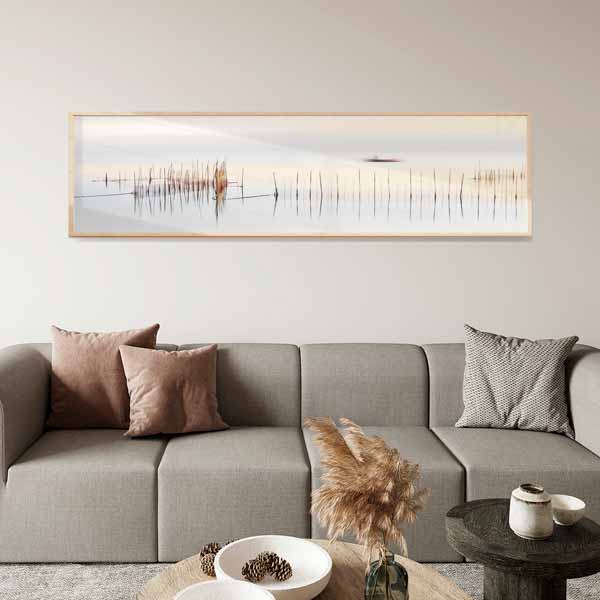 cuadro panorámico encima del sofá para salón o dormitorio, fotografía de mar en calma - kuadro