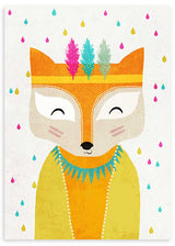 lámina decorativa infantil de ilustración de zorro colorido - kuadro