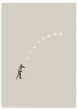 lámina decorativa de collage vintage de abuelo / anciano tirando la luna - kuadro
