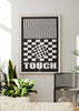 decoración con cuadros, ideas - lámina decorativa de ilustración estilo tecnológico con palabra Touch en blanco y negro - kuadro