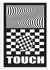 lámina decorativa de ilustración estilo tecnológico con palabra Touch en blanco y negro - kuadro