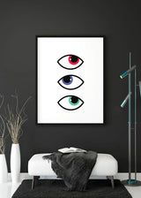 Decoración con cuadros, ideas -  cuadro de ojos abstracto y minimalista. Ilustración de ojos moderno. Lámina decorativa.