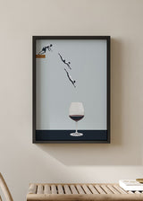 decoración con cuadros, ideas - lámina decorativa collage vintage de hombre tirándose de trampolín a copa de vino - kuadro