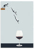 lámina decorativa collage vintage de hombre tirándose de trampolín a copa de vino - kuadro