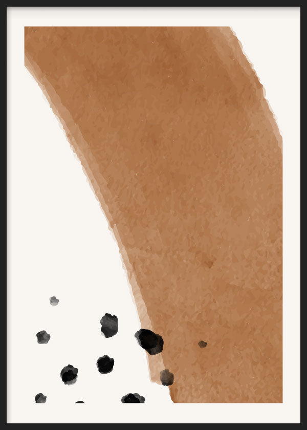 cuadro lamina decorativa abstracta en marron y blanca, estilo nordico. Marco negro