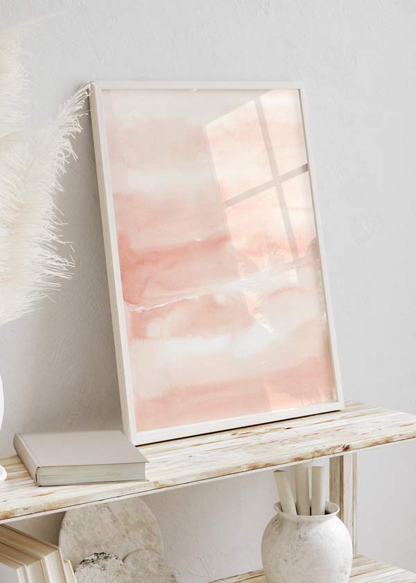 decoración con cuadros, ideas - lámina decorativa abstracta y colorida en tono rosa, efecto acuarela
