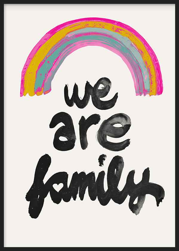 cuadro lámina decorativa de ilustración infantil con frase "we are family" - kuadro