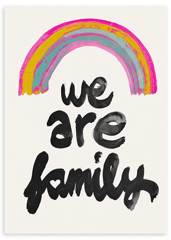 lámina decorativa de ilustración infantil con frase "we are family" - kuadro
