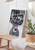decoración con cuadros, ideas navidad - lámina decorativa fotográfica en blanco y negro de animal ciervo en un bosque con nieve - kuadro