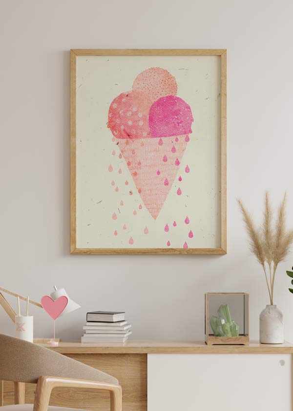 decoración con cuadros, ideas - lámina decorativa infantil de ilustración de helado - kuadro