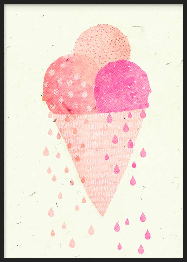 cuadro lámina decorativa infantil de ilustración de helado - kuadro