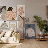decoración con cuadros, mural - lámina decorativa de ilustración abstracta de flor en tono dorado sobre blanco - kuadro