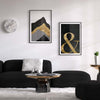 Decoración con cuadros, mural -  cuadro de montañas en colores negro, dorado y gris
