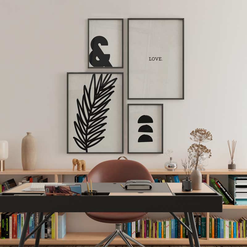 Decoración con cuadros, mural -  lámina decorativa minimalista en blanco y negro con palabra 