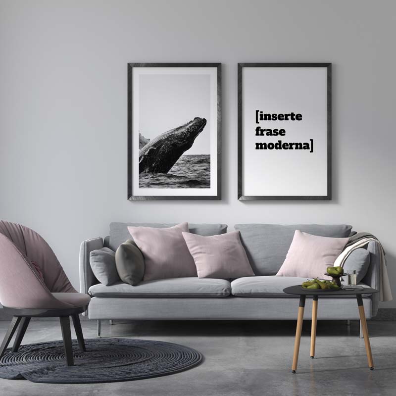 Decoración con cuadros, mural -  cuadro fotografía de ballena en blanco y negro. Lámina decorativa de foto de ballena.