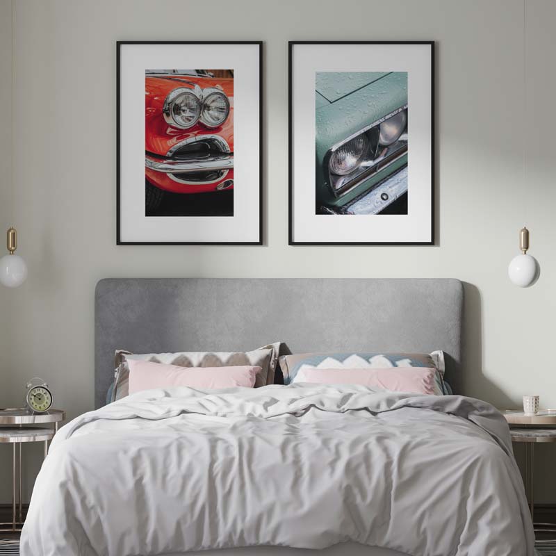 Decoración con cuadros, mural -  cuadro fotografía coche vintage rojo. Lámina decorativa de foto de coche vintage en rojo
