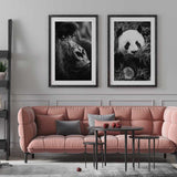 Decoración con cuadros, mural -  cuadro fotografía de gorila en blanco y negro. Lámina decorativa de foto de gorila.
