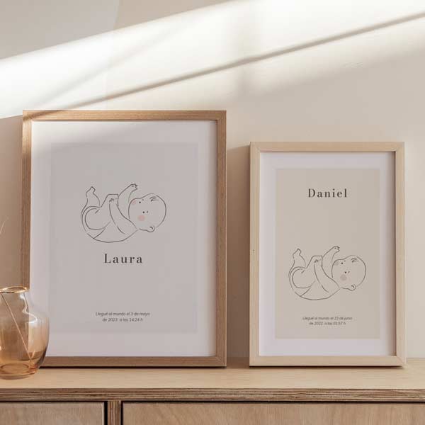 decoración con cuadros, ideas - cuadro personalizado para bebé recién nacido con nombre, fecha de nacimiento y hora - kuadro