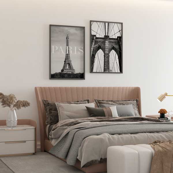 decoración con cuadros, mural - lámina decorativa en blanco y negro de fotografía de la Torre Eiffel en París - kuadro