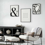 Decoración con cuadros, mural -  lámina decorativa minimalista y moderna en blanco y negro con puntos negros sobre fondo blanco