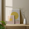 decoración con cuadros, ideas - lámina decorativa de ilustración de sol abstracto en tonos veraniegos - kuadro