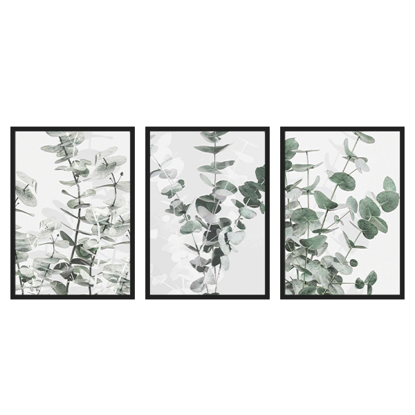 conjunto de cuadros nórdicos con flores, eucaliptos - kuadro