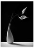 lámina decorativa de fotografía de jarrón y flor en blanco y negro