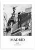 cuadro ciudad de Madrid. Lámina decorativa de Madrid en blanco y negro. Marco negro