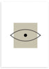 cuadro de ojo minimalista en blanco y negro y beige. Cuadro de ojo nórdico. Lámina decorativa.