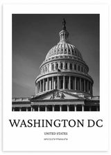 cuadro ciudad de Washington DC. Lámina decorativa de Washington DC en blanco y negro. Marco negro