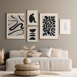 Decoración con cuadros, mural -  lámina decorativa abstracta de flor en blanco, negro y gris - ilustración abstracta de flor