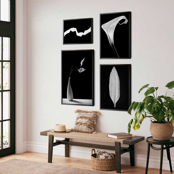 decoración con cuadros, mural - lámina decorativa apaisado de fotografía en blanco y negro de siluetas - kuadro