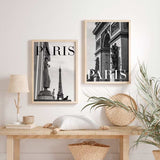decoración con cuadros, ideas - conjunto de dos cuadros fotográficos de París, blanco y negro - kuadro