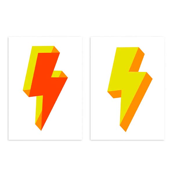 conjunto de cuadros coloridos de rayo amarillo - kuadro