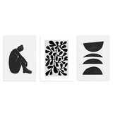 conjunto de cuadros abstractos en blanco y negro, ilustraciones - kuadro